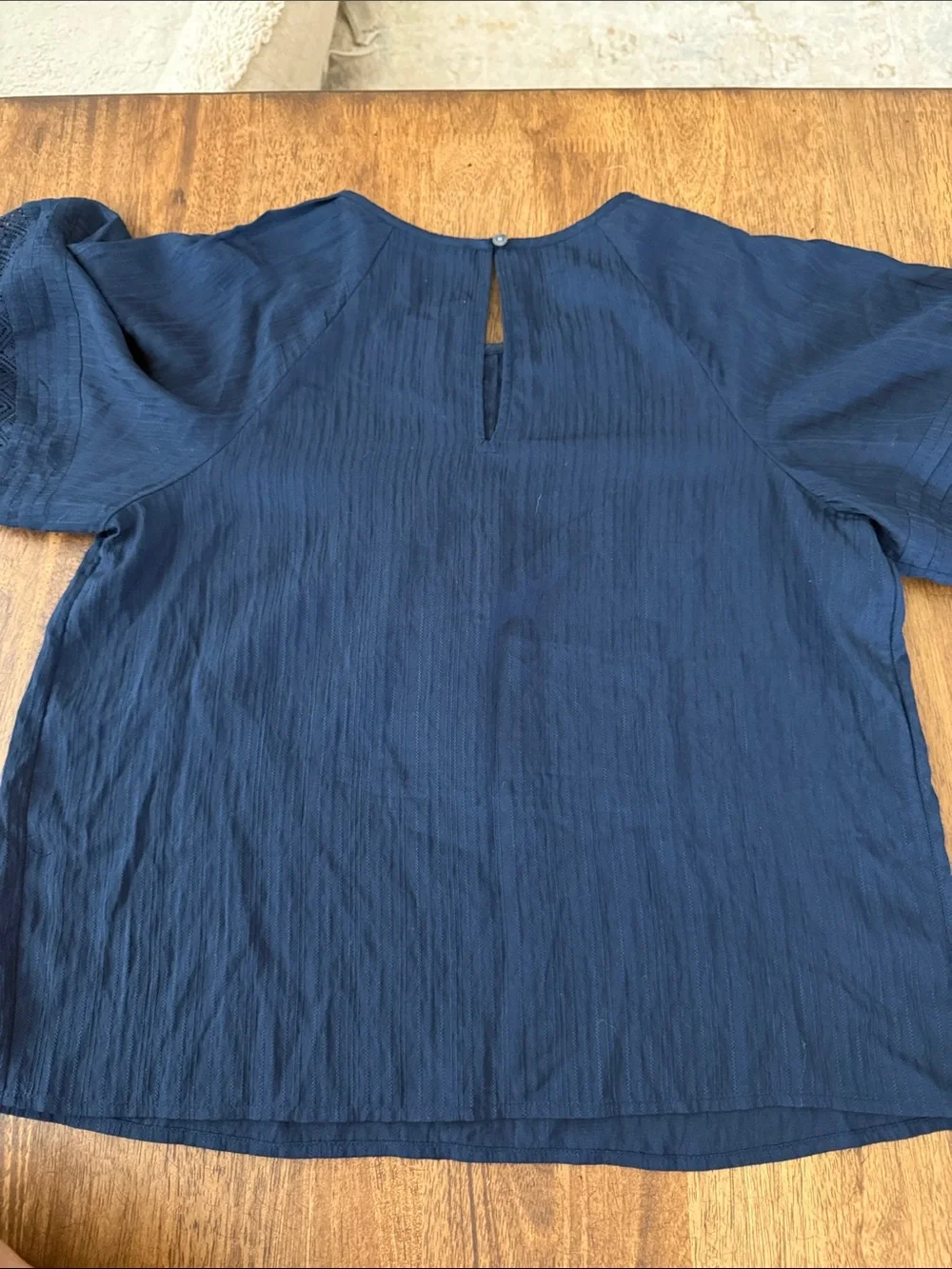 LOFT Deep Navy Puff-Sleeve Peasant Blouse